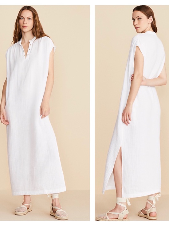 Lou & Grey Dresses & Skirts - Lou & Grey Split Neck Triple Cloth Gauze Maxi Dress